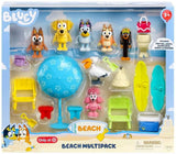 Bluey Beach Figure & Accessory Multipack Set – 6 Poseable 2.5–3" Characters & 15 Accessories