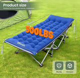 75" x 28" Folding Camping Cot with 2 Sided Comfort Mattress, Double Layer Oxford Fabric Folding Bed