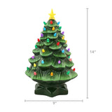 Mr. Christmas 14" Nostalgic Ceramic Christmas Tree – Green LED Holiday Tabletop Decoration