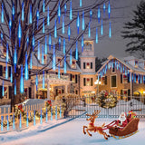 10-Tube 360 LED Meteor Shower Icicle String Lights, 14.44 ft Connectable Outdoor Falling Rain Lights