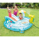 Intex Gator Inflatable Play Center Kiddie Pool with Water Slide, Sprayer & Fishing Game