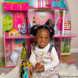 Olivia’s Little World Princess Castle Wooden Dollhouse for 12" Dolls with Furniture