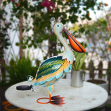 19" Solar Metal Pelican Garden Statue, 3D Glass Outdoor Bird Sculpture