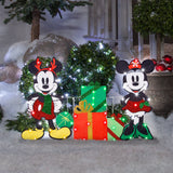 Gemmy Flat-Tastics Disney Mickey and Minnie with Presents Lighted Christmas Yard Decoration
