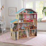 4.5 ft. KidKraft Majestic Mansion Wooden Dollhouse – 4 Levels, 8 Rooms, Elevator & 34 Accessories