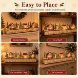 Light-Up Wooden Christmas Village Advent Calendar with 24 Fillable Drawers and Warm LED Lights