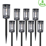 DAMAYCA 8 Pack Solar Pathway Lights – Warm White LED Landscape Lighting