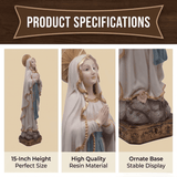 15" Virgin Mary Praying Statue, Catholic Resin Blessed Mother Figurine