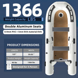 Danrelax 10.5 ft Inflatable Dinghy Boat with EVA Floor, Aluminum Seats, Pump & Carry Bag