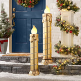 Member's Mark 2-Piece Oversized Pre-Lit Christmas Candlestick Set with Flickering LED Flames