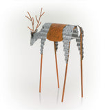 Alpine Corporation 20" Rustic Metal Grazing Reindeer Outdoor Christmas Yard Decoration