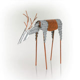 Alpine Corporation 20" Rustic Metal Grazing Reindeer Outdoor Christmas Yard Decoration