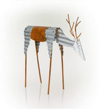 Alpine Corporation 20" Rustic Metal Grazing Reindeer Outdoor Christmas Yard Decoration