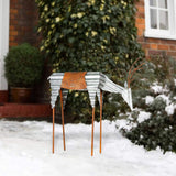 Alpine Corporation 20" Rustic Metal Grazing Reindeer Outdoor Christmas Yard Decoration