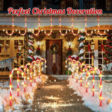 12-Pack Solar Christmas Candy Cane Pathway Lights, Outdoor Stake Lights with Star Decorations
