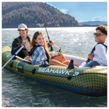Intex Seahawk 3 Inflatable Boat Set with 54-Inch Oars, High-Output Pump & Fishing Rod Holders