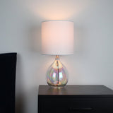 Mainstays 16"H Iridescent Glass Lamp with White Shade