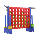 3-in-1 Giant 4-in-a-Row Game with Basketball Hoop, Ring Toss and Carrying Bag, Red and Blue