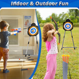 2-Pack LED Light-Up Kids’ Bow and Arrow Set with Standing Target, Foam-Dart Blasters, Suction-Cup Arrows and Quivers