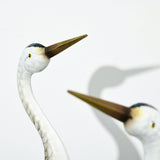 Set of 2 Metal Crane Garden Statues, 28.5" & 29.25" Outdoor Standing Bird Sculptures