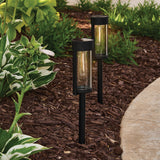 4-Pack Better Homes & Gardens Wyatt Solar LED Bollard Pathway Lights – Black, 15 lm & IPX4
