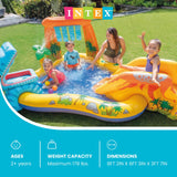 Intex Dinosaur Play Center Inflatable Water Park Pool with Volcano Slide, Sprayer, Waterfall & 6 Fun Balls