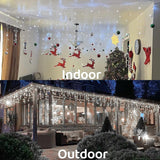 33 ft 410 LED Christmas Curtain String Lights, Cool White Plug-In Fairy Icicle Lights