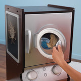 KidKraft Wooden Laundry Playset – Stacking Washer & Dryer, Iron, Basket & Chalkboard, Espresso