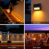 12 Pack Solar Powered Outdoor LED Stair & Fence Lights – Warm White Wall Mount Solar Deck Lights