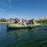 Intex Seahawk 4 Inflatable Boat Set with 54-Inch Oars, High-Output Pump & Fishing Rod Holders