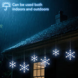 9 ft Snowflake Christmas String Lights, 150 LED Blue & Cool White Hanging Snowfall Lights