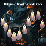 8.2-Foot Halloween Ghost String Lights, 10 Warm LED Floating Ghost Lanterns