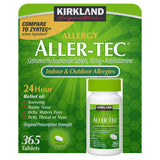 Kirkland Signature Aller-Tec, 365 Tablets 24 Hour Allergy Relief, Cetirizine Hydrochloride Tablets