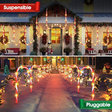 12-Pack Solar Christmas Candy Cane Pathway Lights, Outdoor Stake Lights with Star Decorations