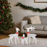 2.4FT Lighted Tinsel Christmas Reindeer Family – 3-Piece Set with 110 Warm White LEDs
