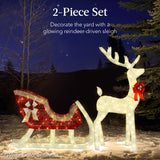 Best Choice Products 4-Foot Lighted Christmas Reindeer and Sleigh Outdoor Décor Set with 205 LED Lights