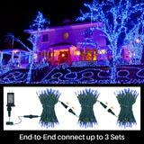 32.5FT Blue and White Christmas Mini String Lights, 100 LED Plug-In Lights with 16 Modes