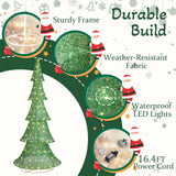 6FT Lighted Christmas Tree Yard Decoration – Pre-Lit Pull-Up Tree with 200 Warm White LEDs