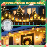 Christmas Deer & Snowflake Fairy String Lights, 24.6 ft 50 LED Battery-Operated Warm White Decorative Lights