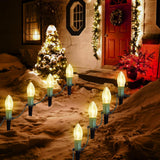 PRESENCE 24 Pcs White C9 LED Christmas Pathway Lights – Pathway Stake Lights