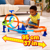 Hot Wheels Stunt Tracks Rapid Launch Cyclone Track Set with 1:64 Die-Cast Car, 2 Loops & 2 Crash Zones