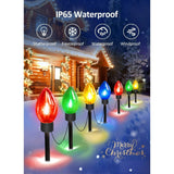 2 Pack Solar C9 Christmas Pathway Lights – 25 ft Outdoor Holiday String Lights with 12 Large LED Bulbs