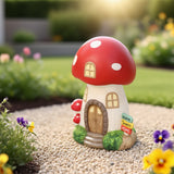 Mainstays 10.5" Red Mushroom House Garden Statue, Resin Fairy Cottage Outdoor Décor