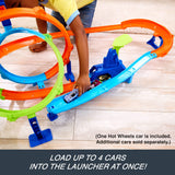 Hot Wheels Stunt Tracks Rapid Launch Cyclone Track Set with 1:64 Die-Cast Car, 2 Loops & 2 Crash Zones