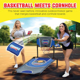A Better Design Cornhole Shootout 2-in-1 Basketball and Cornhole Game with 2 Boards, 8 Bean Bags