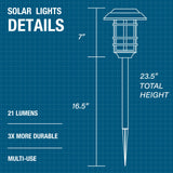 Bell + Howell Smart Solar Pathway Lights – 4 pk 21 lm Warm Flame LED Landscape Lighting