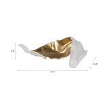 18" Metal White & Gold Curled Leaf Sculpture, Tabletop Accent, Modern Home Décor