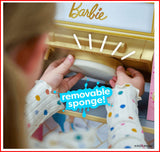 KidKraft Cook with Barbie Wooden Play Kitchen – Light-Up Oven, Sounds, Water-Reveal Food & 30 Accessories