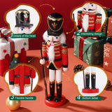 12" Wooden Nutcracker Soldier – Sword, Movable Jaw & Gift Box