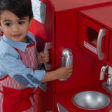 KidKraft Red Vintage Wooden Play Kitchen – Play Phone, Clicking Knobs & Opening Doors